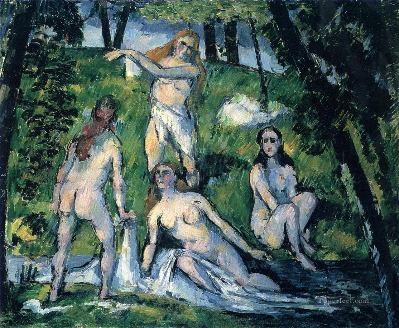 Four Bathers 188 Paul Cezanne Impressionistic nude Oil Paintings